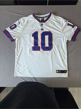 Nike White New York Giants #10 Men’s Football Jersey with Blue & Red Trim